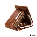 Avro Premium 100% Genuine Cow Leather Trifold Wallet Vintage Multi-Card Slot With Coin Pocket Black Export Quality Money Bag For Men.