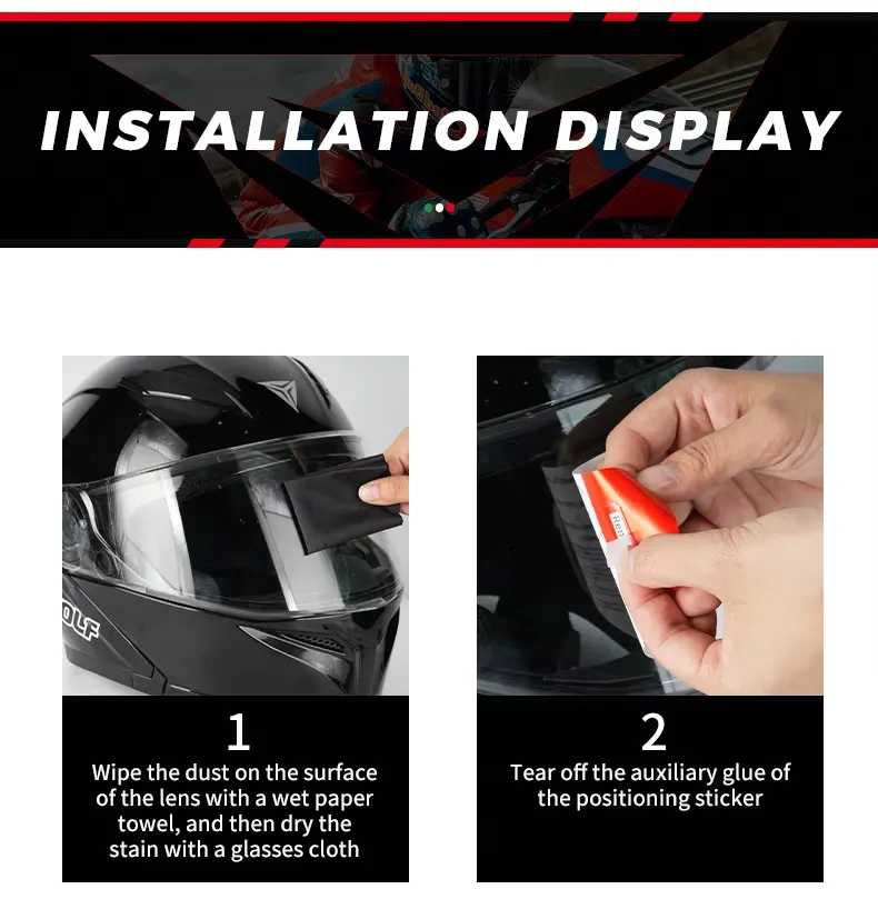 MOTOWOLF Universal Anti-Fog Helmet Visor Film – HD Grey Waterproof Lens  Insert for Full-Face Motorcycle Helmets Piece