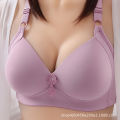Cross-border plus-size thin glossy bra without underwires gathered three-breasted women's underwear factory direct supply.