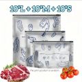 10/60pcs Frozen Food Packaging Pouches Aluminum Foil Ziplock Freezer Bags for Meat Sea Food Fish Chicken Vegetable Fruit.