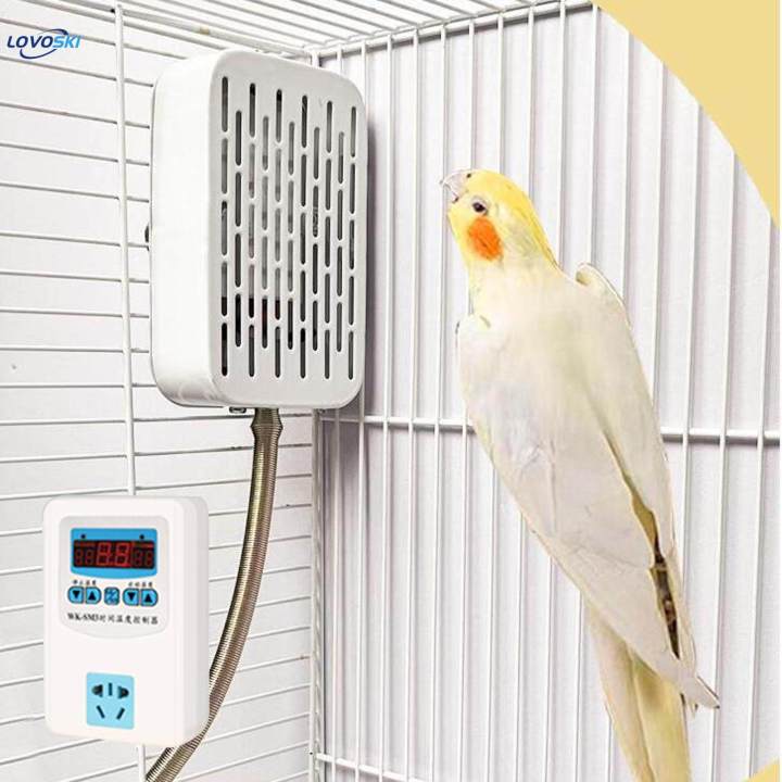 Bird Cage Heater Adjustable Temperature for Parakeets Reptiles Turtles White thermostat