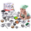 【Limited stock】 25pcs Children Stainless Steel Pretend Play Food Kitchen Cookware Set Mini Cooking Game Pot Shovel Tinplate Kid Kitchen. 