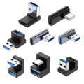 180 Degree Elbow USB C Adapter Type C USB C OTG Converter U Shape USB 3.0 Type C Charging Data Cable Adapter Phone Connector.