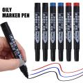 1/5/10Pcs Oil Based Ink Permanent Color Marker Pen Bold Fine Drawing Painting Black Blue Red For Fabric Wood Marking Pens Car Decoration Graffiti. 