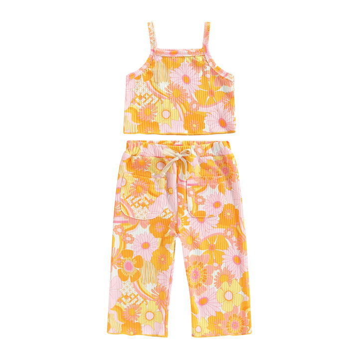Kids%20Girl%20Tanks%20Tops%20+%20Pants,%20Floral%20Print%20Elastic%20Waist%20Drawstring%20Pocket%20Decoration%20Summer%20Clothing%20-%20Image%202