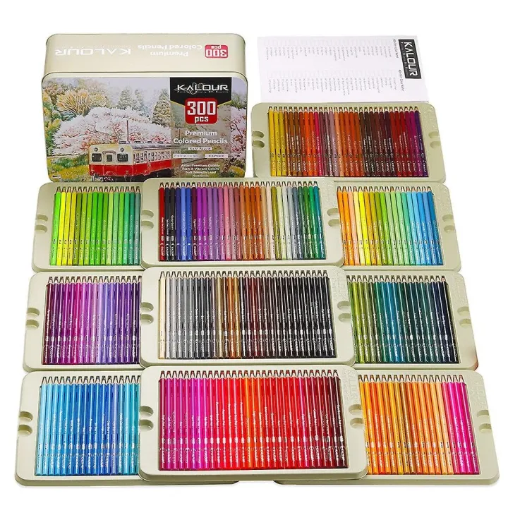 KALOUR%20Professional%20Colored%20Pencils,Set%20of%20300%20Colors,Artists%20Soft%20Core%20with%20Vibrant%20Color,Ideal%20for%20Drawing%20Sketching%20Shading,Coloring%20Pencils%20for%20Adults%20Artists%20Beginners%20-%20Image%202