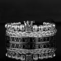 3pcs Luxury Roman Royal Crown Charm Bracelet Men Stainless Steel Geometry Pulseiras Men Open Adjustable Bracelets Couple Jewelry. 