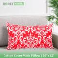 Fiber Cushion with Cover, Red, (20"x12"). 