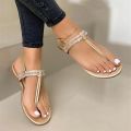2023 Summer Ladies Sandals Fashion Bling Rhinestone Flats Shoes for Women Sequined Cloth Open Toe Casual Flip Flops Plus Size. 