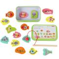 Moulty Wooden Magnetic Fishing Game Toys for Toddlers, Montessori Toys with 2 Magnet Poles 15 PCS Magnetic Fishing Toys for Boys and Girls.