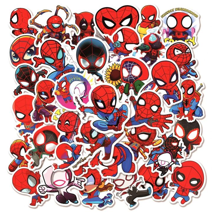10/30/50pcs%20Disney%20Marvel%20Spiderman%20Stickers%20Anime%20The%20Avengers%20Decal%20Graffiti%20Motorcycle%20Laptop%20Car%20Phone%20Cartoon%20Sticker%20Toy%20-%20Image%202