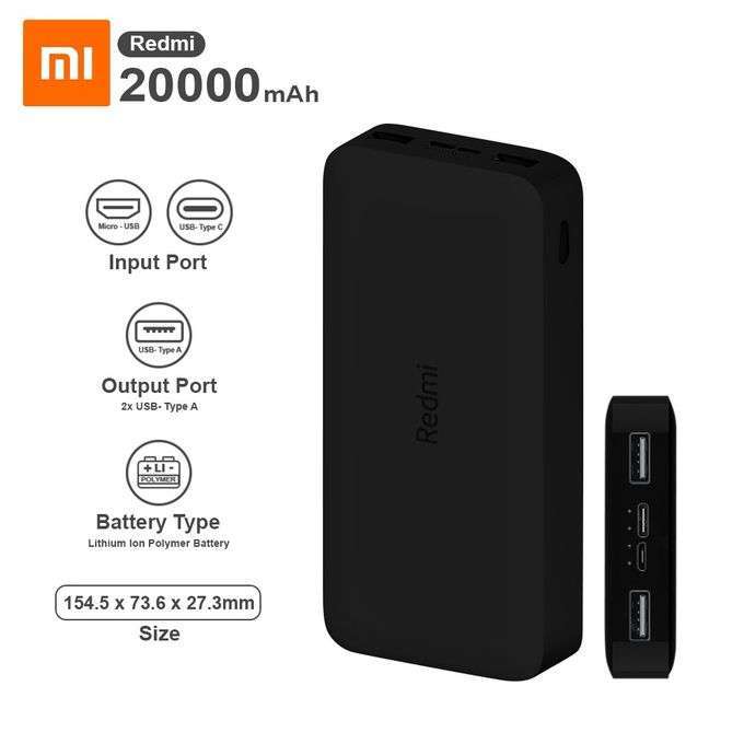 Xiaomi Redmi 20000mAh 18W Fast Charging Power Bank | Dual Input & Dual Output, Bi-Directional Fast Charge, iPhone Compatible | 1 Year Official Warranty