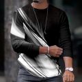 Sport Men's Long-Sleeve T-Shirt Casual Round Neck Pullover Line 3D Printed T-Shirt Blouse Workout Athletic Shirt Top Tee. 