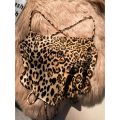 Leopard Print Camisole Women's Summer Outer Wear Bandage Dress Inner Wear Base Short off-Shoulder Backless Top Design Sense Niche. 