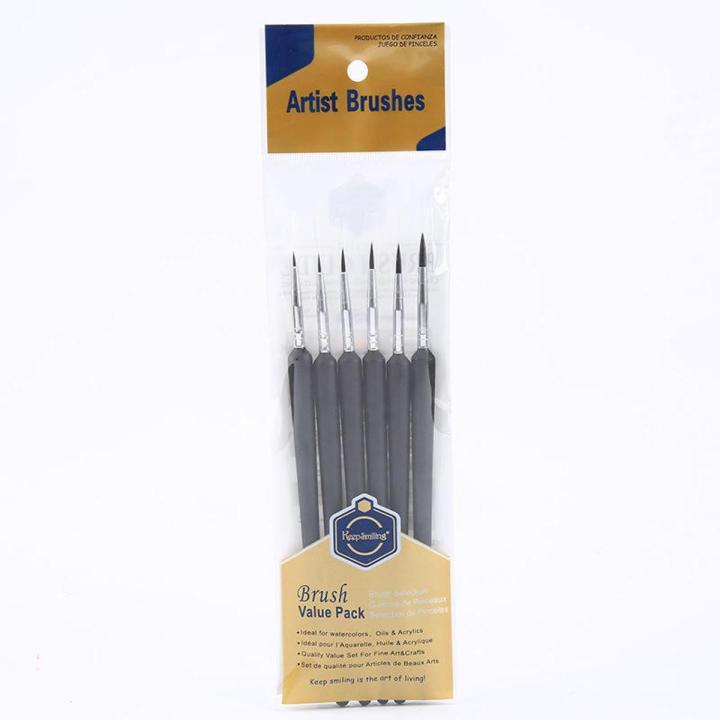 Keep Smiling 6 Pcs Liner Brush Set Fine Detailing Paint Brushes for Acrylic, Watercolor & Miniature Painting