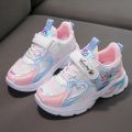 Girls' sneakers 2023 spring and autumn new mesh breathable and versatile solid sole dad shoes for medium and large children. 
