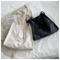 2022 New Large Capacity Simple Pure Color Soft Tote Bags Leisure Korean Style Daily Students Bags Handbag Women's Leather Bags. 