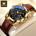 Olevs Top Luxury Leather Analog quartz fashionable watch for men. 