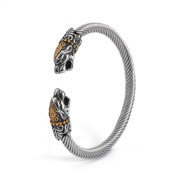 Nordic Design Wristband PVD Bronze Plating Mens Bracelet