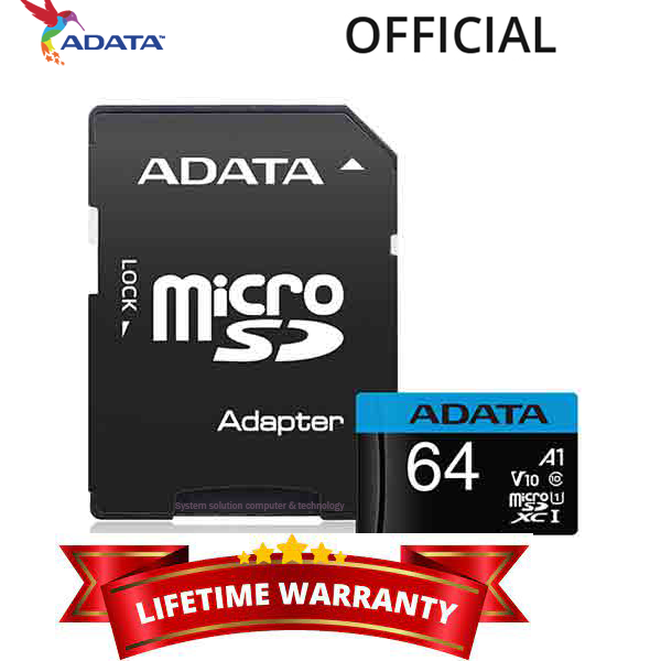 Adata 64GB Micro SD - Fast and Longible - Class-10 Adapter Bus Type UHS-I DIMENSION - Compact and Fast Storage Solution