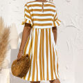 Women New Fashion Summer Beach Dress Maternity Clothes Loose Striped Ruffles Sleeves Dresses Pregnancy Party Mini Dress Sundress.