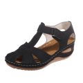 Cross border plus size women's shoes 2020 spring European and American style wedge heel cut-out women's sandals Amazon new beach sandals.