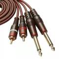 2PL-2RCA Heavy Duty 1.5M/ 3M/5M 2 Male RCA Plug to 2 Male PL 6.35mm 1/4 Mono Plug Jack Audio Cable Cord Line PL55 Mixer Wire.