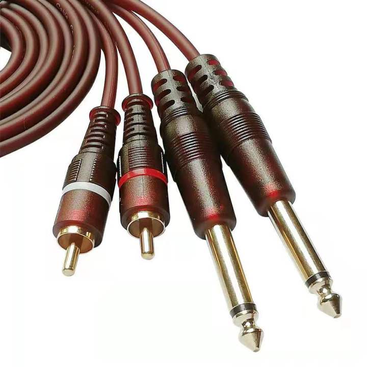 2PL-2RCA Heavy Duty 1.5M/ 3M/5M 2 Male RCA Plug to 2 Male PL 6.35mm 1/4 Mono Plug Jack Audio Cable Cord Line PL55 Mixer Wire