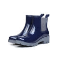 Water shoes manufacturers wholesale PVC fashion elasticated mid-heel short glossy thickened warm liner wear-resistant non-slip rain boots.