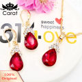 Carat Vintage Teardrop Rhinestone Women Jewelry Set Necklace Hook Earrings Pendants. 