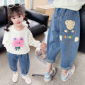 Girls' jeans 2024 spring and autumn new children's loose Korean version of the baby foreign casual Korean version of the fashion pants.