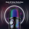 DoomHot USB Microphone PC Condenser Microphone Desktop RGB Lighting Microphone Volume Control Mic Plug and Play Mic Professional Gaming Mic with Mute Button Effect for Streaming Podcast Studio Conference Call. 