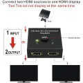 【VisioN Shop】HDMI Splitter, HDMI Bidirectional 2 Input to 1 Output in to 2 Out, 1080P Passthrough HDMI Switcher. 