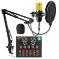 Sound Card-Singing Broadcast Condenser BM 800 Microphone Recoding Studio light ,Live Music,TikTok,live Facebook for phone Computar audio Entertainment Sound Recording Microphone&Sound card.