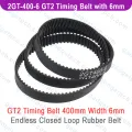 2GT-400-6 GT2 Timing Belt 400mm Width 6mm Synchronous Endless Closed Loop Rubber Belt 200 Teeth For 3D Printer CNC Machine Parts 400-2GT-6. 