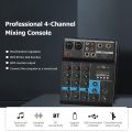 Professional 4-Channel Mixing Console Home Computer Stage Mini Mixer with Sound Card Effects with BT Connection ,EU Plug.