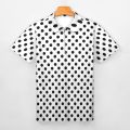 80S Style Design Polo Shirts Black Polka Dots Casual Shirt Day Fashion Men Short Sleeve Collar Design T-Shirts.