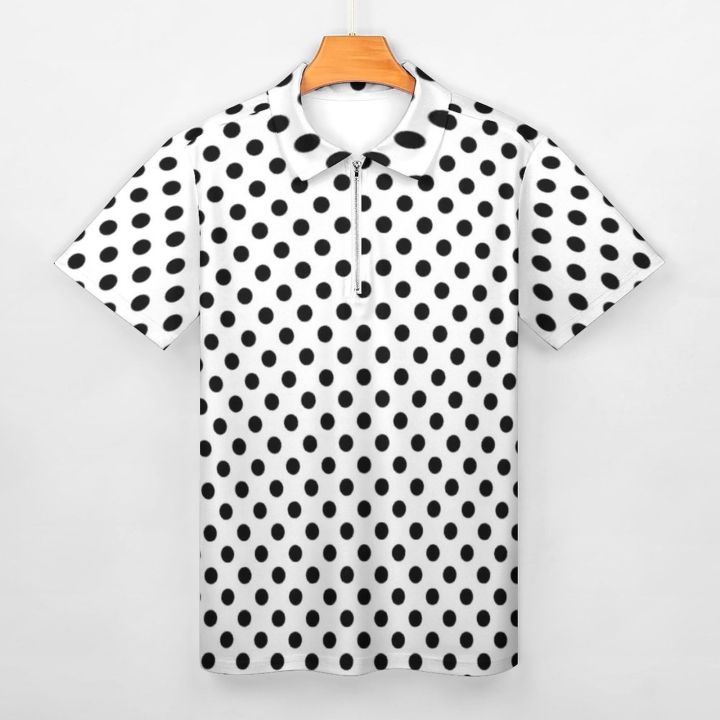80S%20Style%20Design%20Polo%20Shirts%20Black%20Polka%20Dots%20Casual%20Shirt%20Day%20Fashion%20Men%20Short%20Sleeve%20Collar%20Design%20T-Shirts%20-%20Image%204