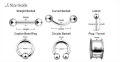 100pcs/lot Straight Curved Cirvular Captive Bead Ring Labret Barbell Nose Eyebrow Lip Ear Studs Stainless Steel Body Jewelry. 