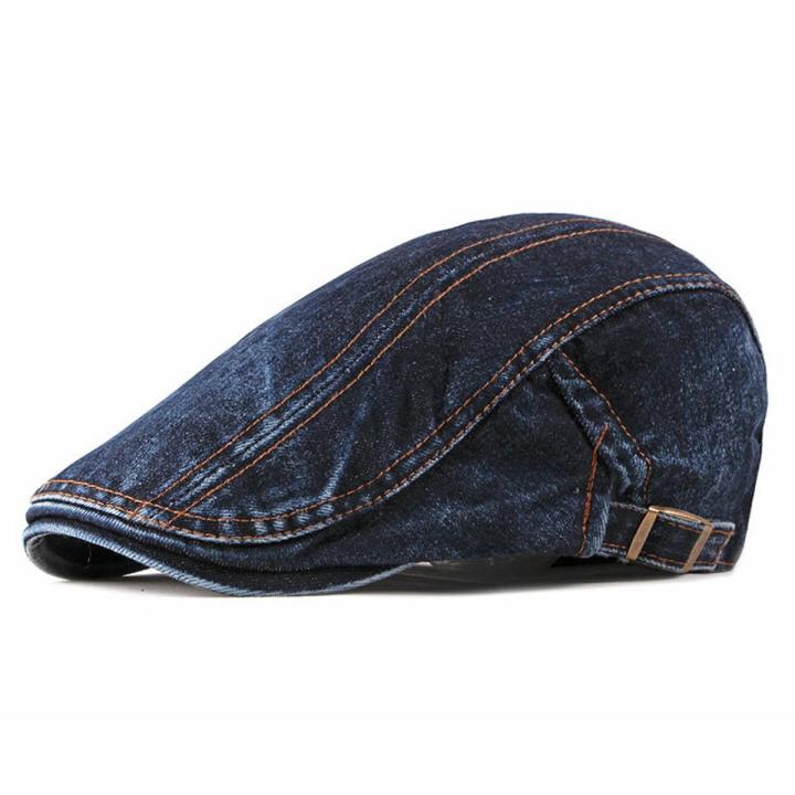 four seasons Denim Solid Newsboy Caps Men Washed Flat Peaked Cap Women Painter Beret Hats 16