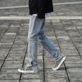 FOGStyle Retro High Street Breasted Split Functional Workwear Jeans Men's Beautiful High Fashion Slim Fit Ankle Tight Trousers. 