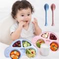 Baby Feeding Plate Cute Car Style Dishes Eco Friendly Kids Plate Spoon and Fork Tableware Set. 