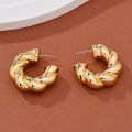 Trendy Circle Twists Hoop Earring for Women Temperament Gold Color C-shaped Earrings Daily Wear Jewelry Party Lightweight Hoops. 