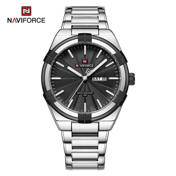 NAVIFORCE%209218%20Watch%20Men%20Stainless%20Steel%20Silver%20Black%20Color%20Luxury%20Quartz%20Fashion%20Watches%20Male%20Calendar%20Wristwatch-Silver&Black%20-%20Image%202