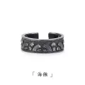 Retro sea erosion ring, fashionable men's personality, niche design, imitation Thai silver index finger ring, oath of love, men's open ring. 