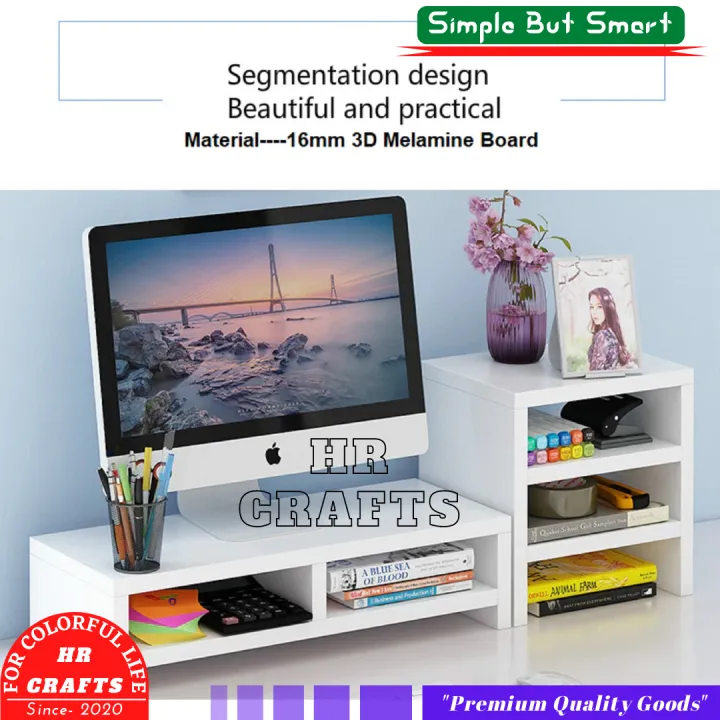 Computer%20Monitor%20Display%20Stand%20with%20Storage%20Rack%203%20Shelf-Color%20White%20Black%20&%20Multicolor-HR%20Crafts%20-%20Image%202