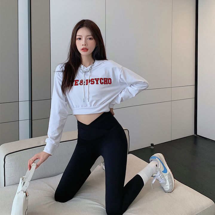 Ankle-Length Shark Skin Leggings Shark Pants Cross Waist Belly Contracting Hip Lifting Weight Loss Pants Yoga Sports Fitness Gridles Pants