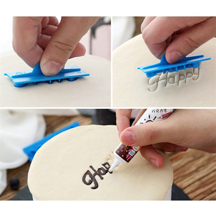 6pcs/set Plastic Letters Mold Happy Birthday Best Wishes Baking Molds Decoration BDM