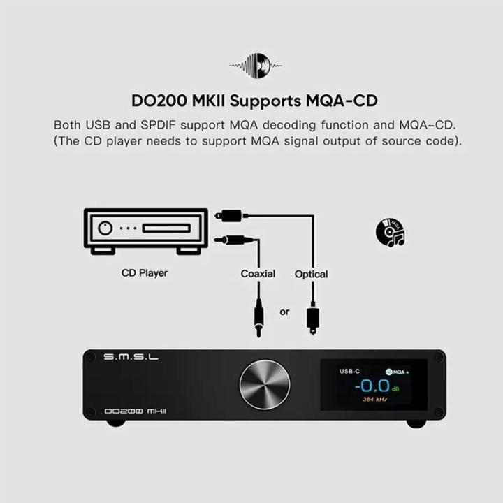 SMSL%20DO200%20MKII%20Bluetooth%205.1%20MQA%20Sound%20Audio%20DAC%20Desktop%20DSD%20XMOS%20ES9068AS*2%20Support%20MQA-CD%20Full%20with%20Remote%20Control%20Decoding%20-%20Image%204