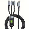 3 in 1 USB Cable Fast Charging, Transparent Luminous 100w Super Fast Charging Cable, LED Indicator, Durable Nylon braiding, Charging Solution for Type-C. 